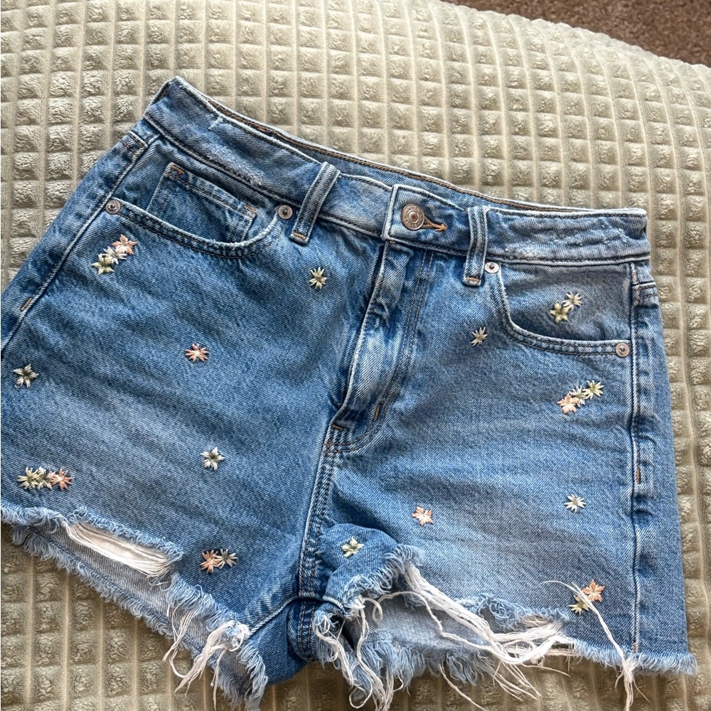American Eagle Outfitters Blue Floral Jean Shorts